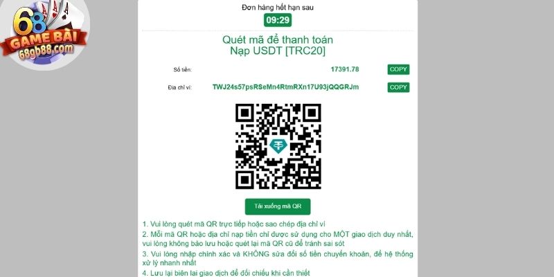 Nạp Tiền 68GB - Nhanh, Bảo Mật, Hỗ Trợ Đa Kênh Cho Bet Thủ 3 Giao dịch thông qua ví điện tử